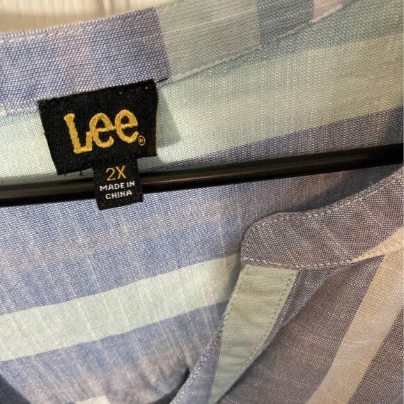 Lee Multicolor Striped Shirt With Ruffle Sleeves Size 2X - Picture 3 of 4